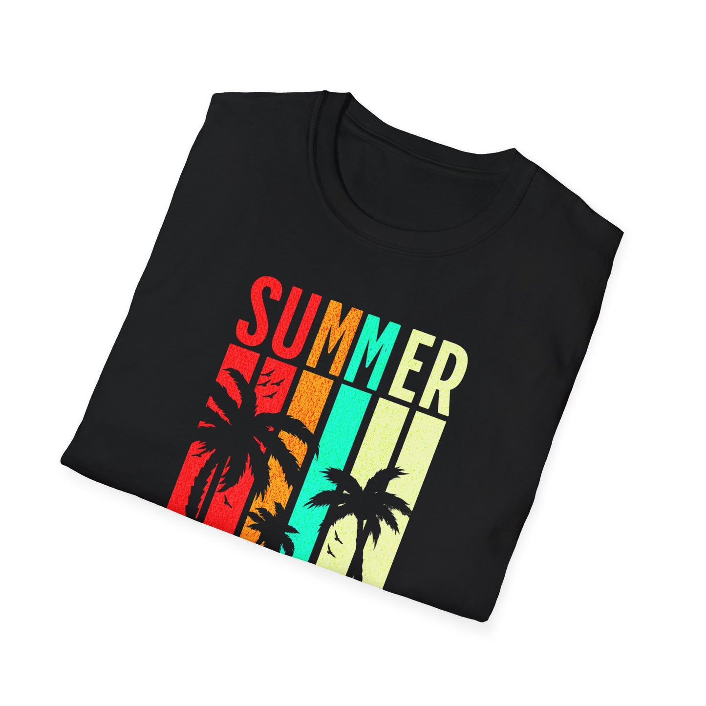 Summer Vibes All Day Unisex T-Shirt β Retro Sunset Palm Tree Graphic Tee for Beach, Vacay & Chill Days