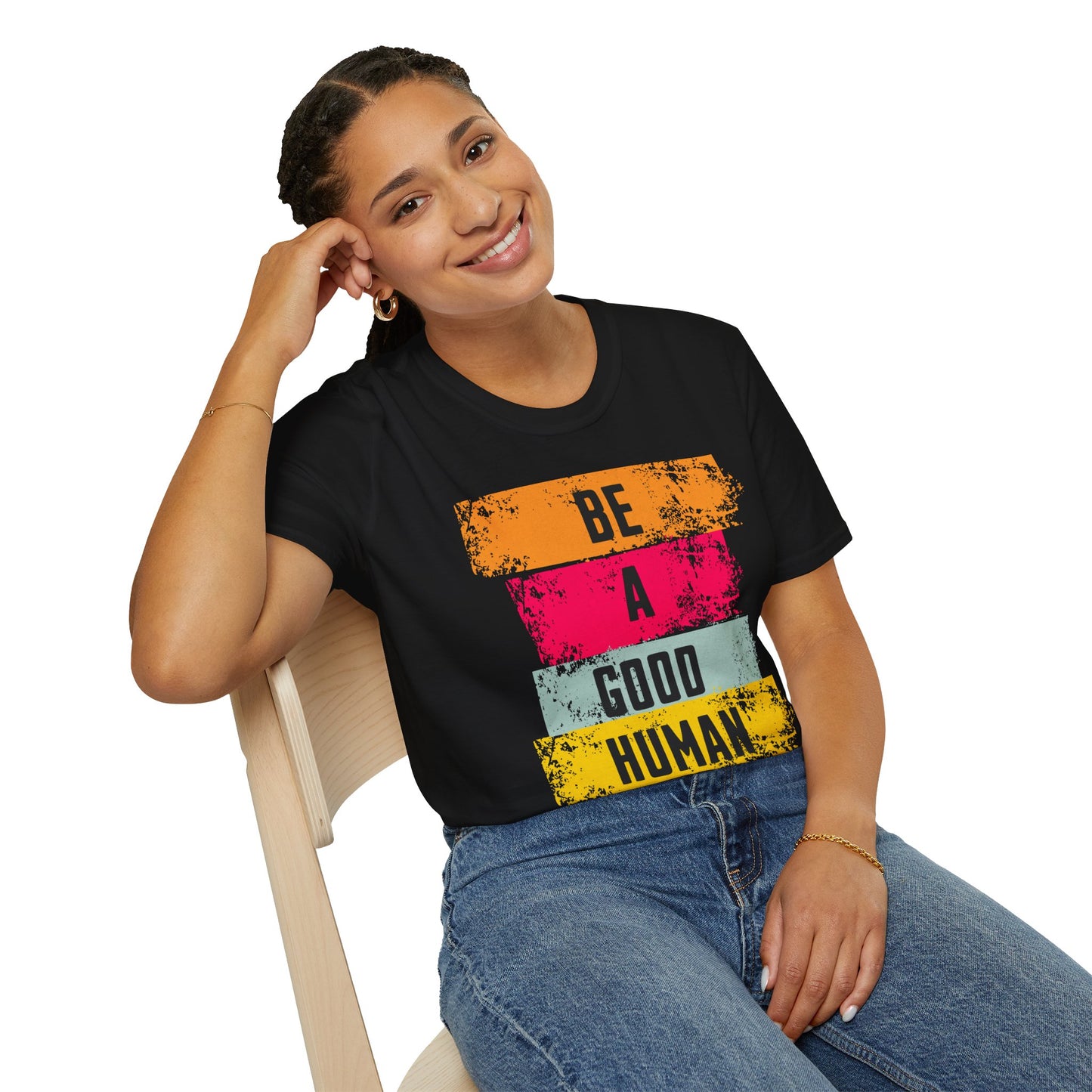 Be A Good Human Unisex Softstyle T-Shirt - Inspirational Graphic Tee for Casual Wear