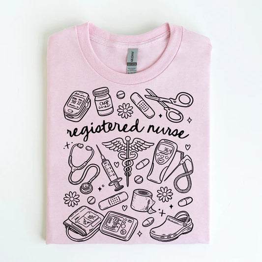 Registered Nurse Doodle T-Shirt, Nurses Doodle Shirt, Nurse Insprired Tee, Gifts For Nurses