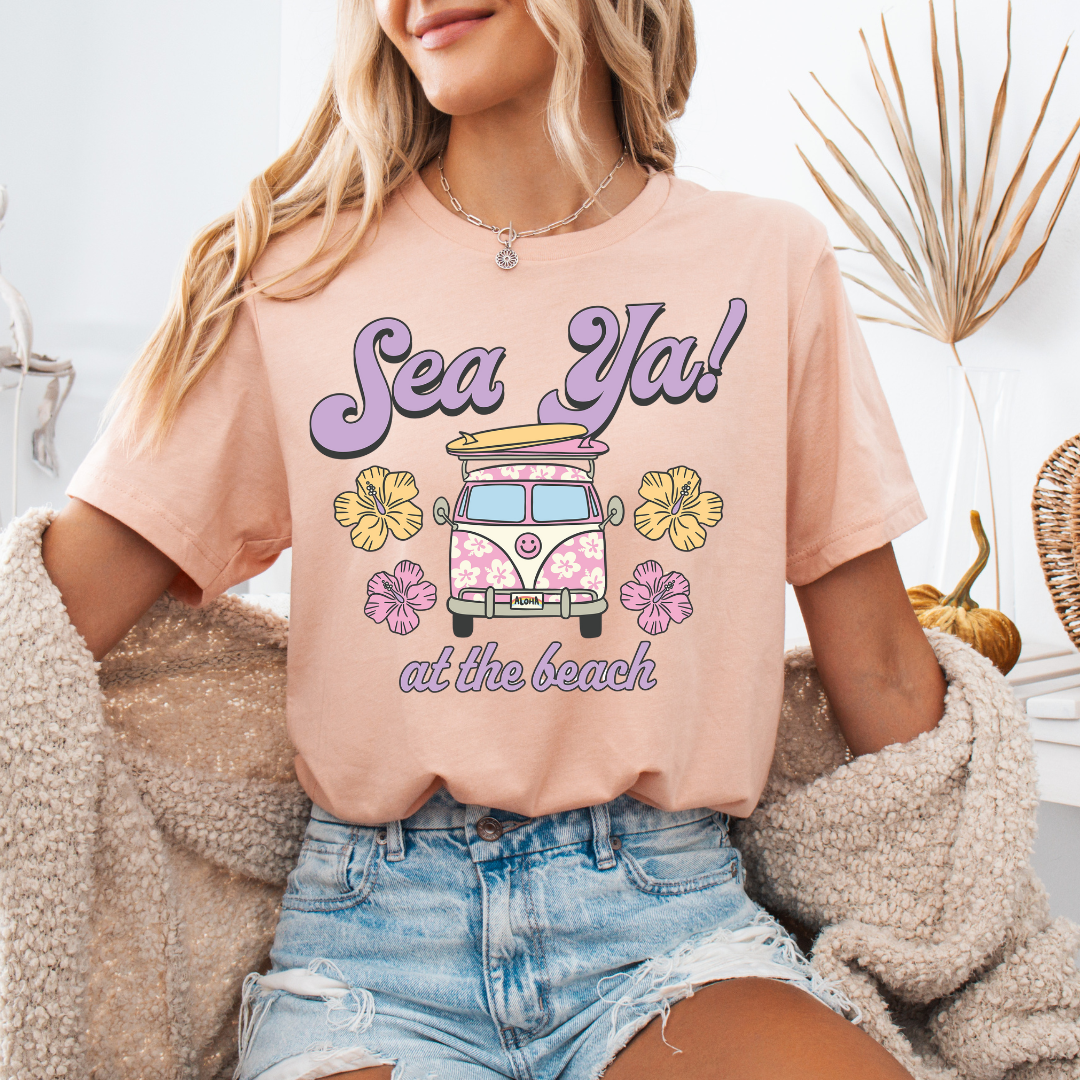 Sea Ya at the Beach! ๐บ Short Sleeve, womens graphic t-shirt