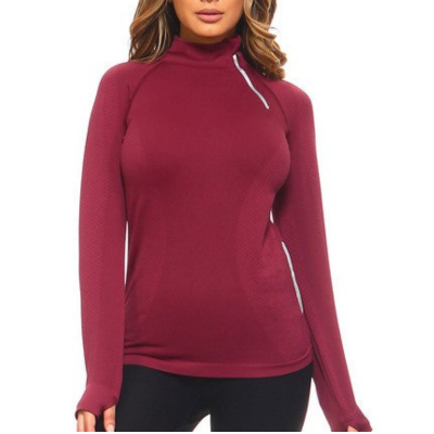 Curve Hugging Sporty Burgundy Pullover Jacket