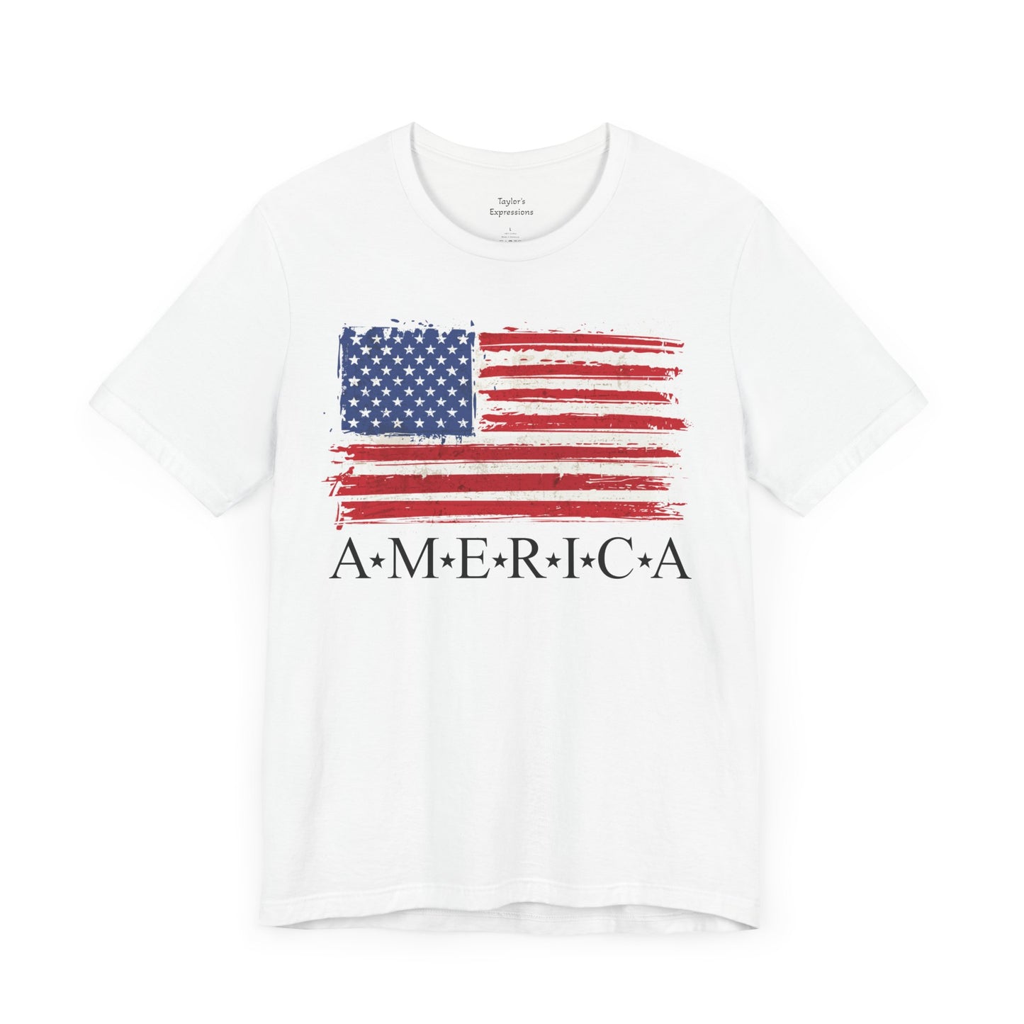 America Red, White and Blue Flag Short Sleeve Tee