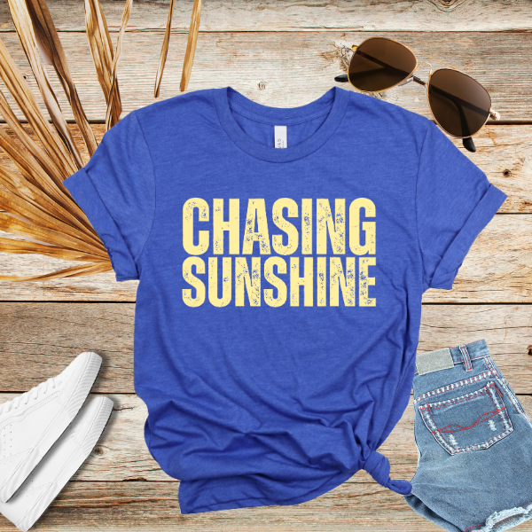 Chasing Sunshine Unisex Short Sleeve Tee - Bright Summer Vibes Graphic Tee for Beach Days, Road Trips & Sunshine Lovers