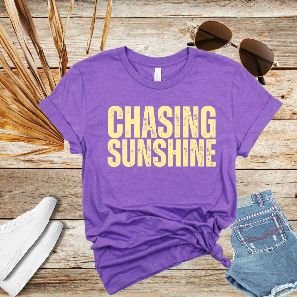 Chasing Sunshine Unisex Short Sleeve Tee - Bright Summer Vibes Graphic Tee for Beach Days, Road Trips & Sunshine Lovers
