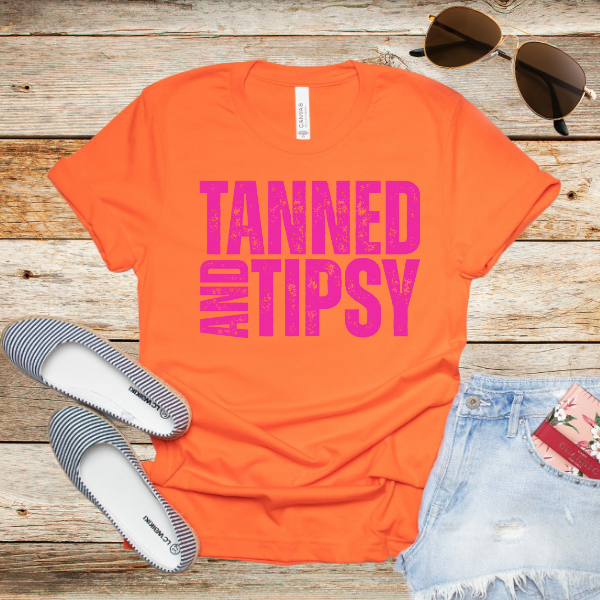 Tanned and Tipsy T-Shirt β Funny Summer Graphic Tee for Beach Days, Lake Life & Vacay Vibes