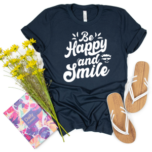 Be Happy and Smile Graphic Tee - Perfect for Everyday Comfort & Casual Style