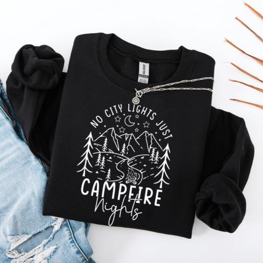 No City Lights, Just Campfire Nights! Camping, Camper, Camping Sweatshirt, Campfire Sweatshirt