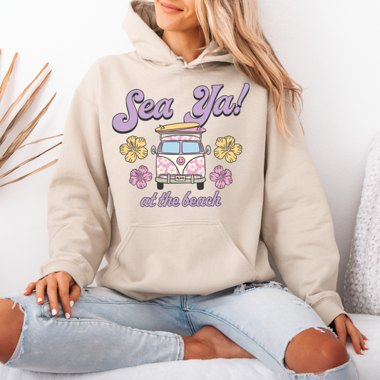 Sea Ya at The Beach! 🌺 Womens Summer Hoodie Sweatshirt