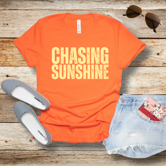 Chasing Sunshine Unisex Short Sleeve Tee - Bright Summer Vibes Graphic Tee for Beach Days, Road Trips & Sunshine Lovers