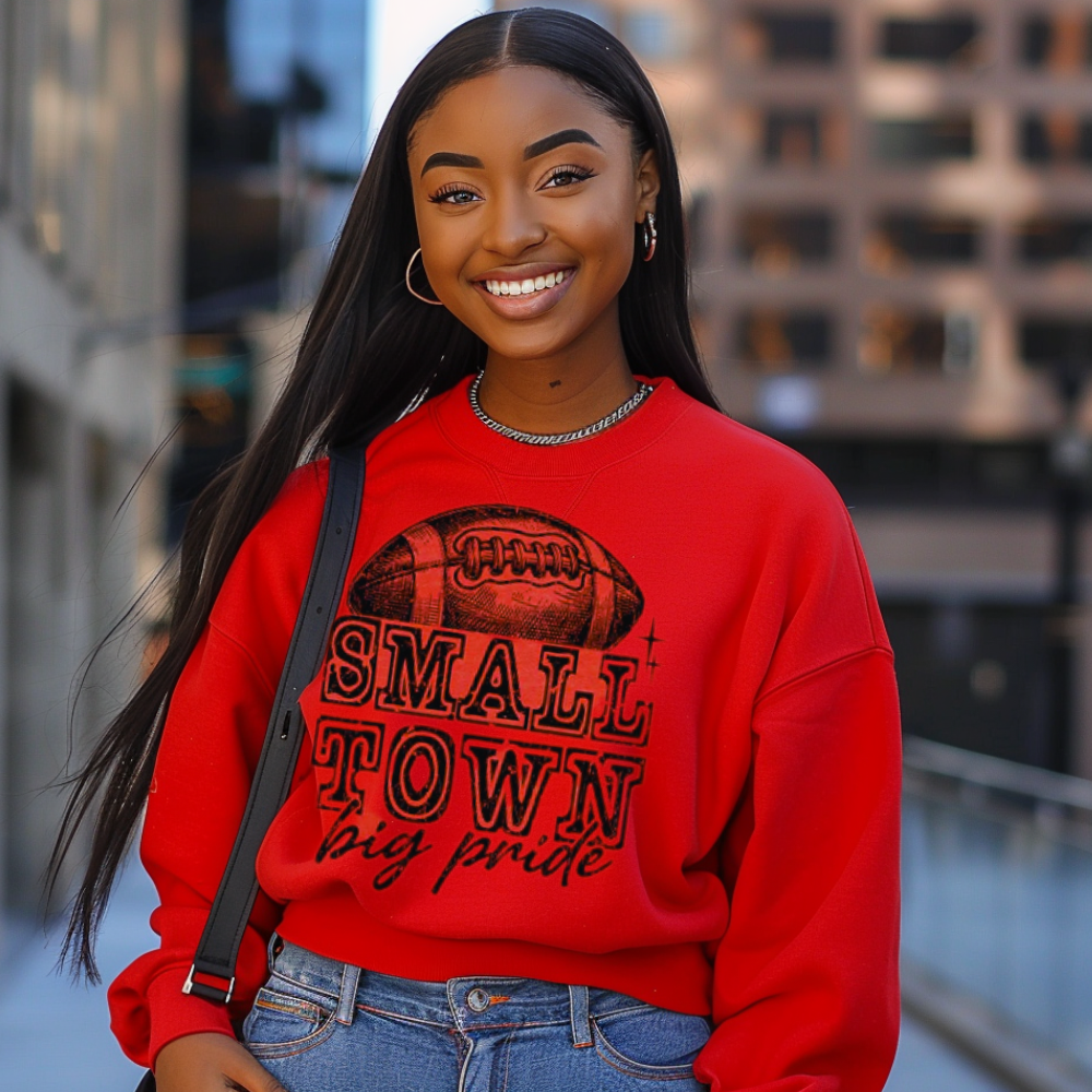 Football Small Town Big Pride Sweatshirt, Football Fun Sweatshirt, Football Lovers, Football Season Sweatshirt