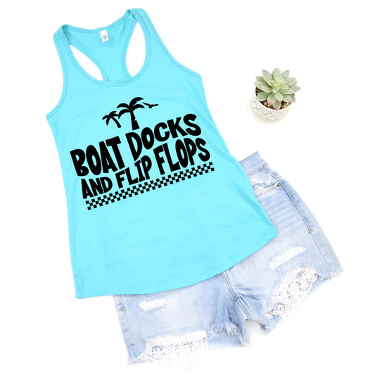 Boat Docks and Flip Flops Womens Casual Tank Top