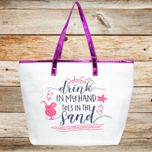 Drink In My Hand Toes In The Sand Tote Bag