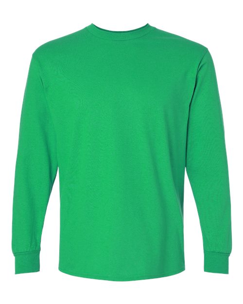 Mens Casual Green Long Sleeve Cotton T-Shirt