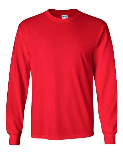 Mens Casual Cotton Red Long Sleeve T-Shirt