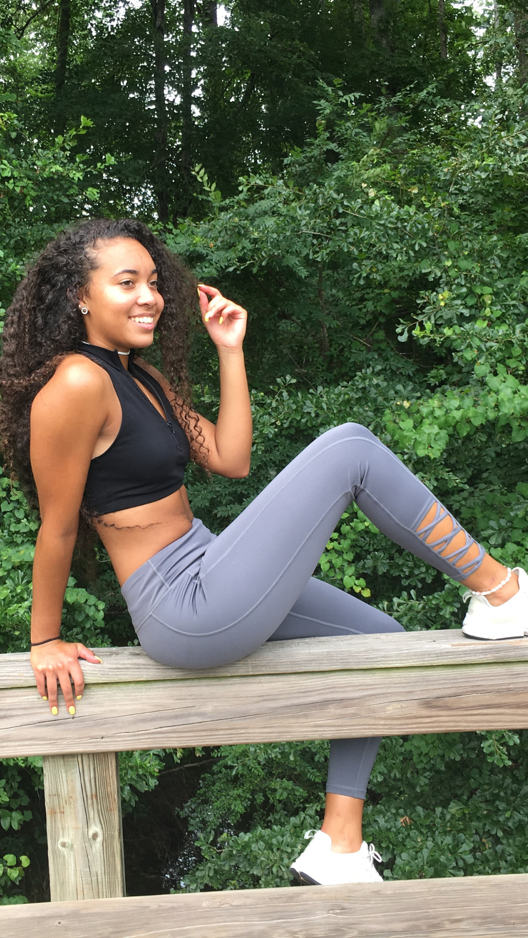 Charcoal Criss Cross High Rise Style Leggings