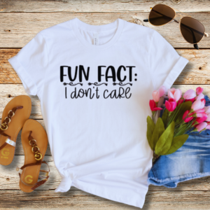 Fun Fact I Don't Care White Bella Canvas T-Shirt