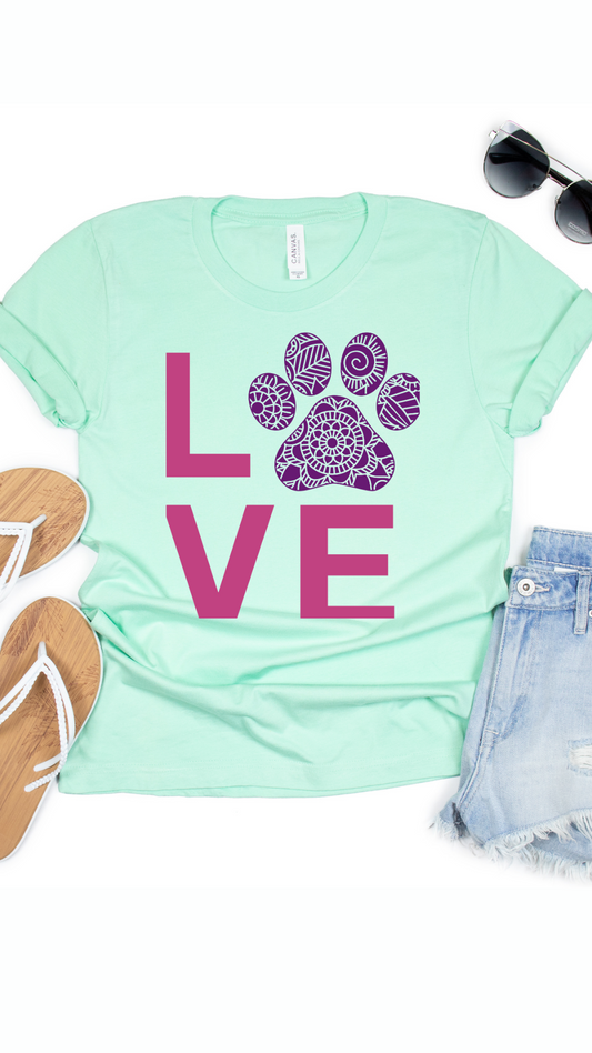 Love Dog Paw Bella Canvas T-shirt