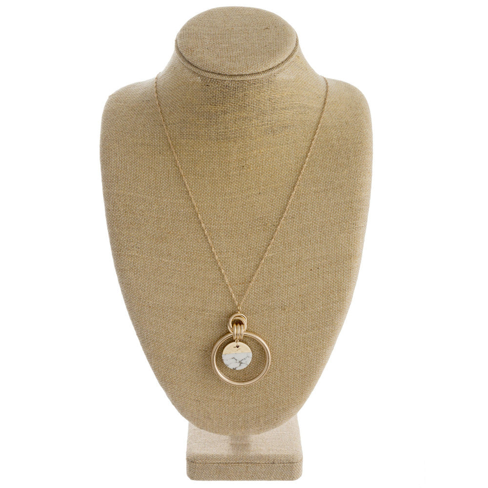 Howlite circular pendant necklace