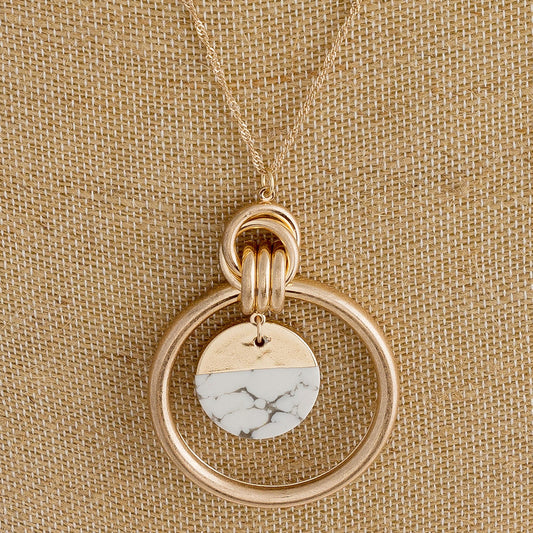 Howlite circular pendant necklace