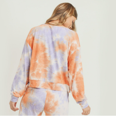 Tie-Dye Long Sleeve Top in Orange and Purple