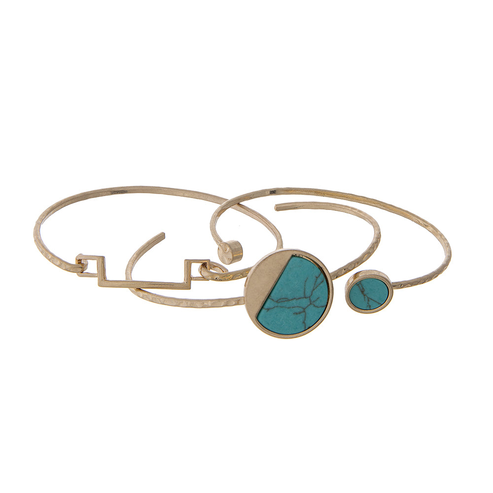 Turquoise three piece bracelet set