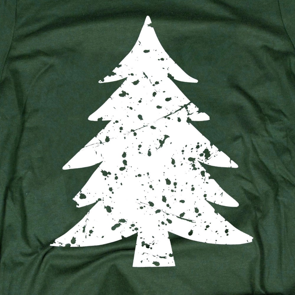 Forest Green short sleeve graphic tee with Vintage Christmas Tree