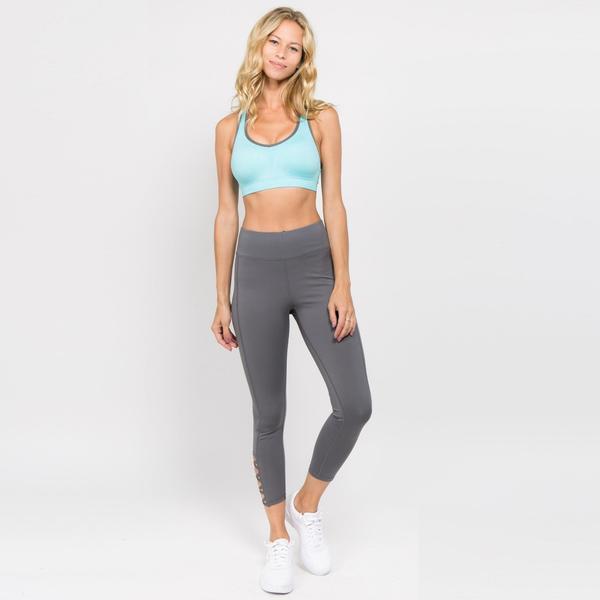 Charcoal Criss Cross High Rise Style Leggings