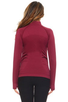 Curve Hugging Sporty Burgundy Pullover Jacket