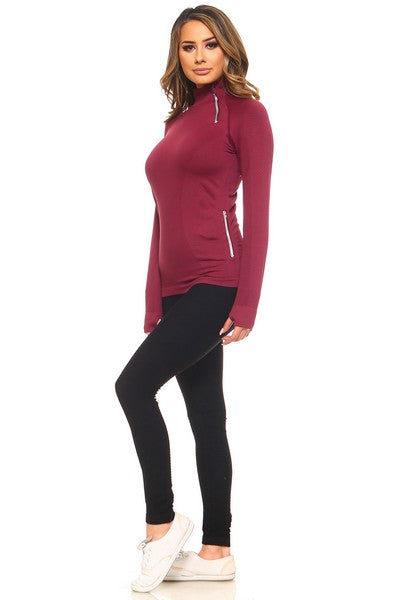 Curve Hugging Sporty Burgundy Pullover Jacket