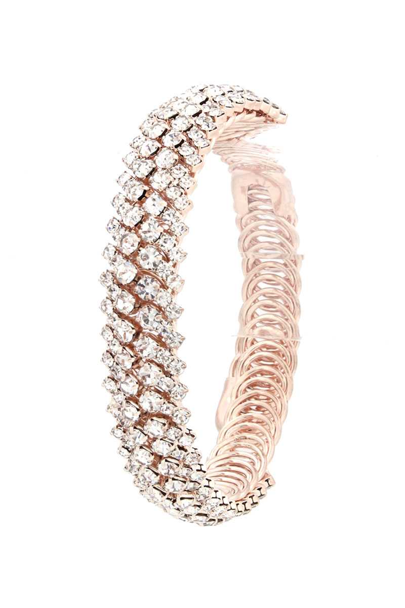 Beautiful Flexible Rhinestone Metal Bracelet with Rose Gold Band