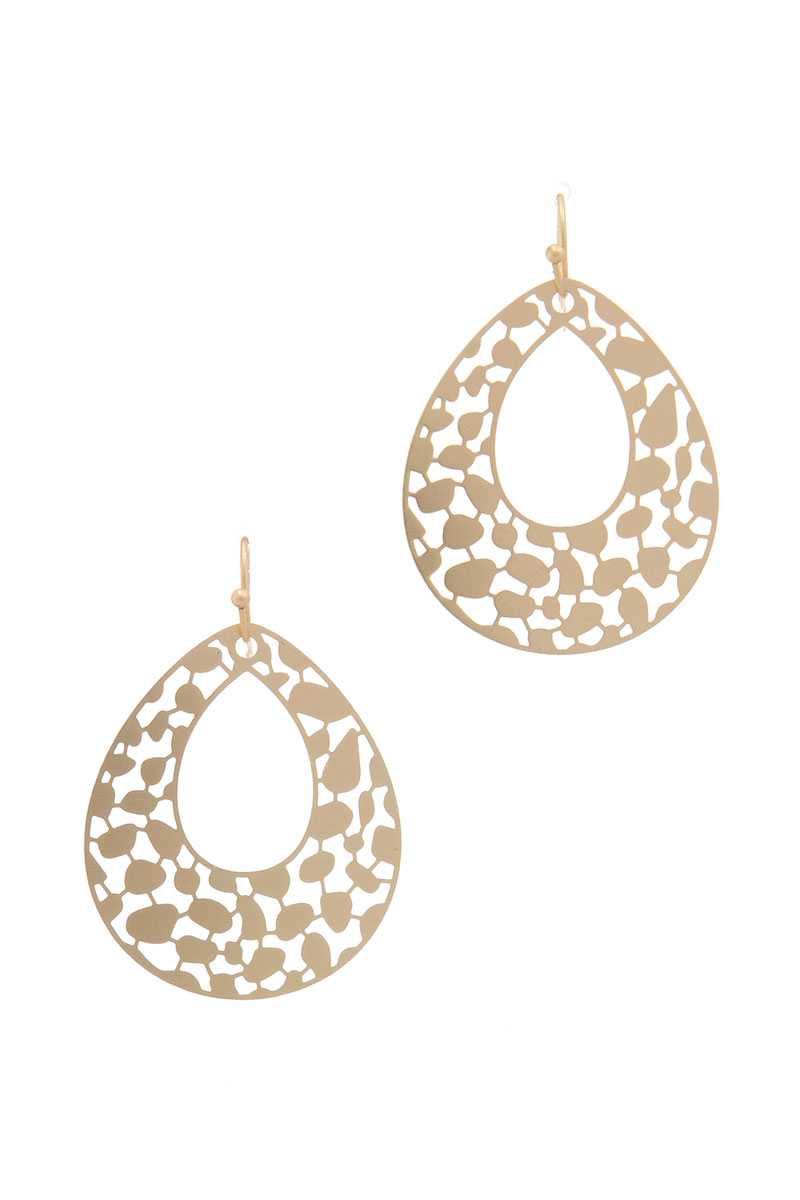 Laser Cut Metal Teardrop Shape Earring
