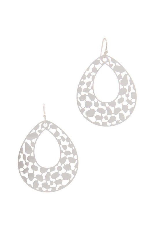 Laser Cut Metal Teardrop Shape Earring