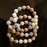 Three bracelet set with natural stone and crackle beads.