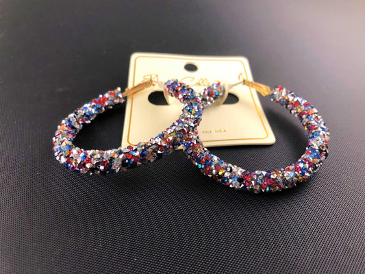 Large Multi Color Hoop Earrings