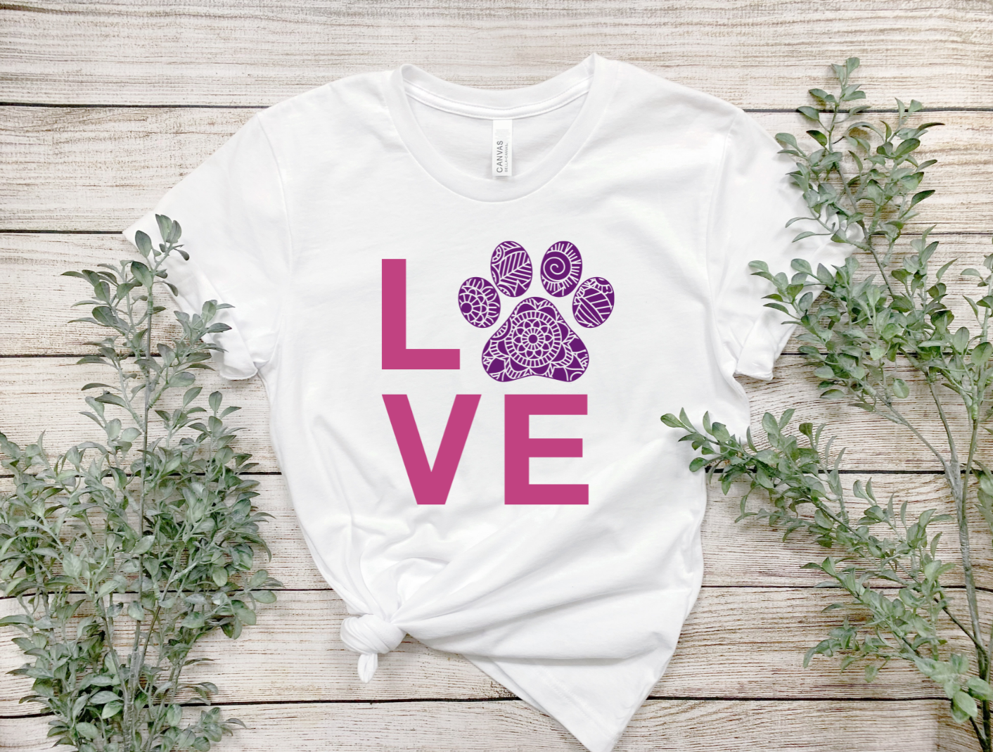 Love Dog Paw Bella Canvas T-shirt