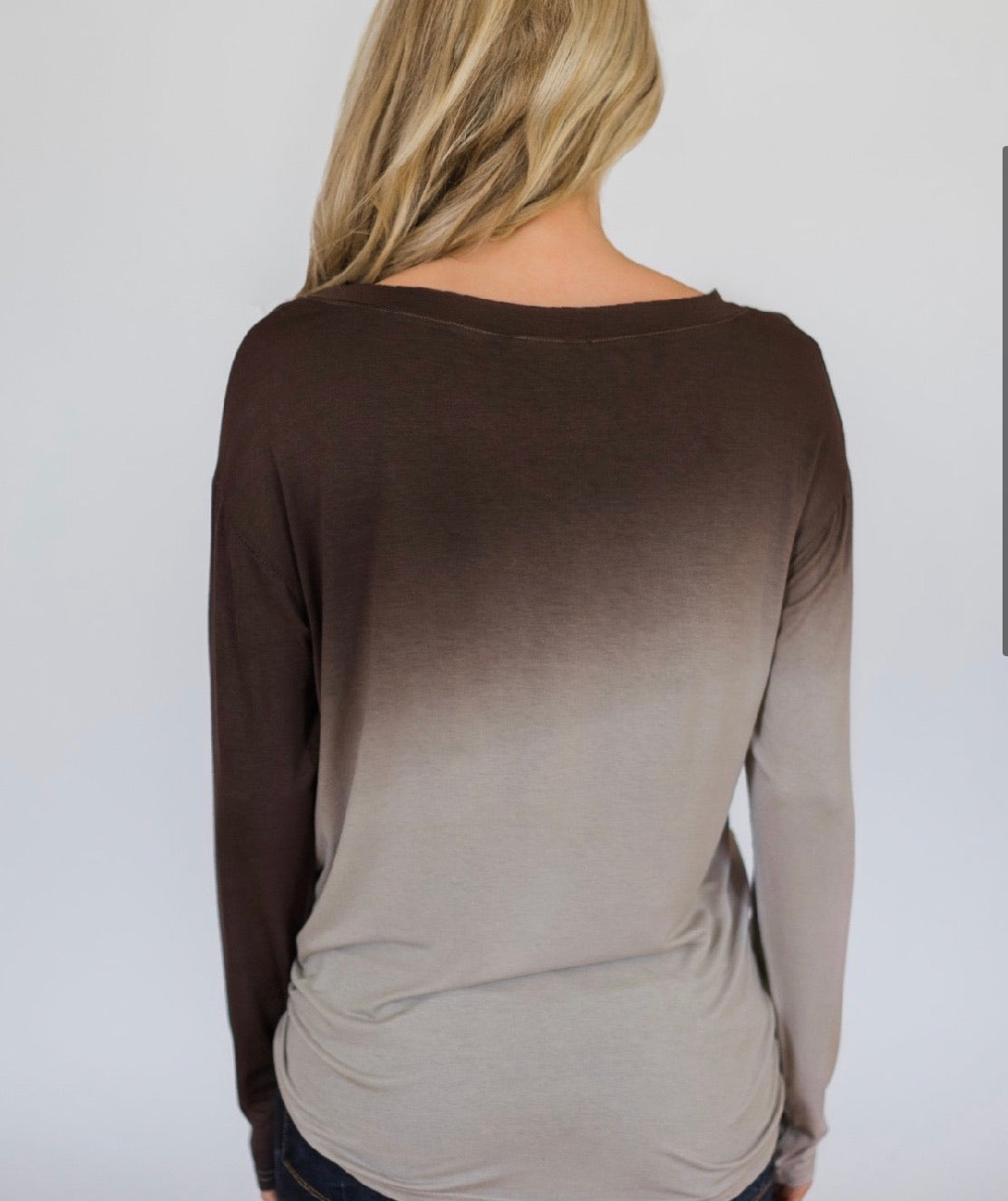 Brown Gradient round neck loose fit casual top