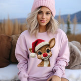 Rudolph Sweatshirt  Faux Yarn Design, Christmas Sweatshirt, Gifts for Women