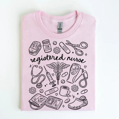 Registered Nurse Doodle T-Shirt, Nurses Doodle Shirt, Nurse Insprired Tee, Gifts For Nurses