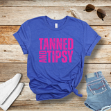 Tanned and Tipsy T-Shirt – Funny Summer Graphic Tee for Beach Days, Lake Life & Vacay Vibes