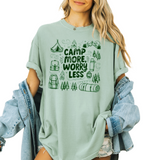 Camp More Worry Less Doodle Comfort Colors T-Shirt, Camping Tees, Camper Vibes T-Shirt, Trending Camping T-Shirt