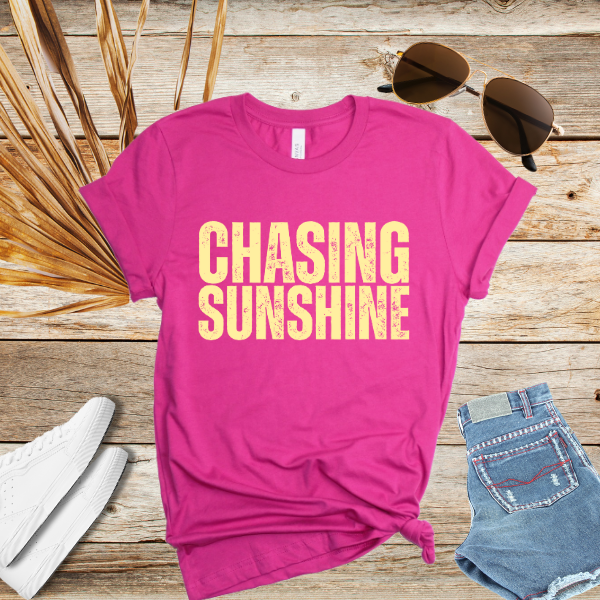 Chasing Sunshine Unisex Short Sleeve Tee - Bright Summer Vibes Graphic Tee for Beach Days, Road Trips & Sunshine Lovers