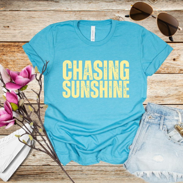 Chasing Sunshine Unisex Short Sleeve Tee - Bright Summer Vibes Graphic Tee for Beach Days, Road Trips & Sunshine Lovers