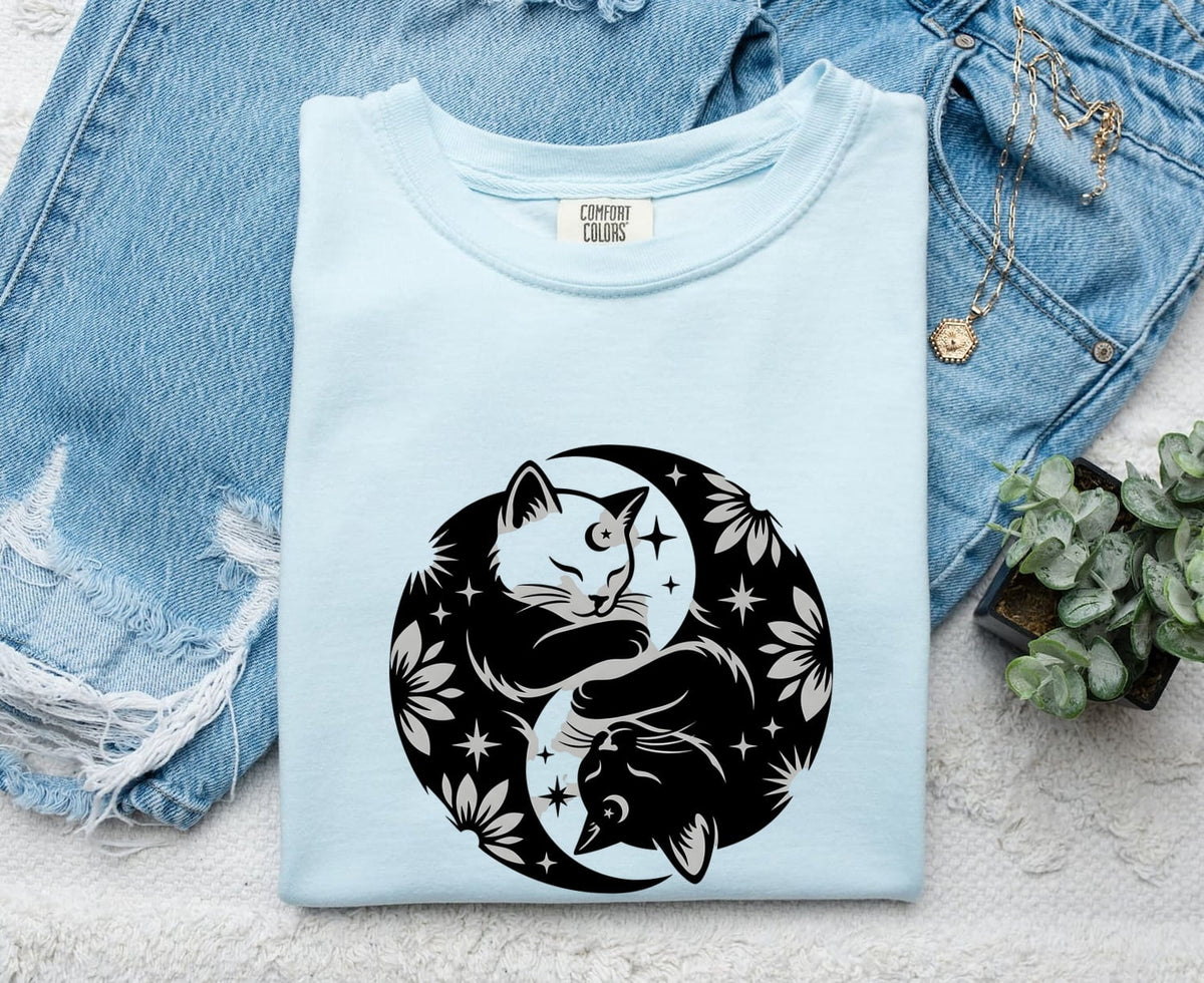 Yin Yang Felines Zodiac Cat T-Shirt