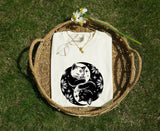 Yin Yang Felines Shirt Cat Zodiac Gift Women Tribal Tee Cat T-Shirt Cat Fan Kitty Tshirt Astrology Graphic Clean Lunar Tshirt