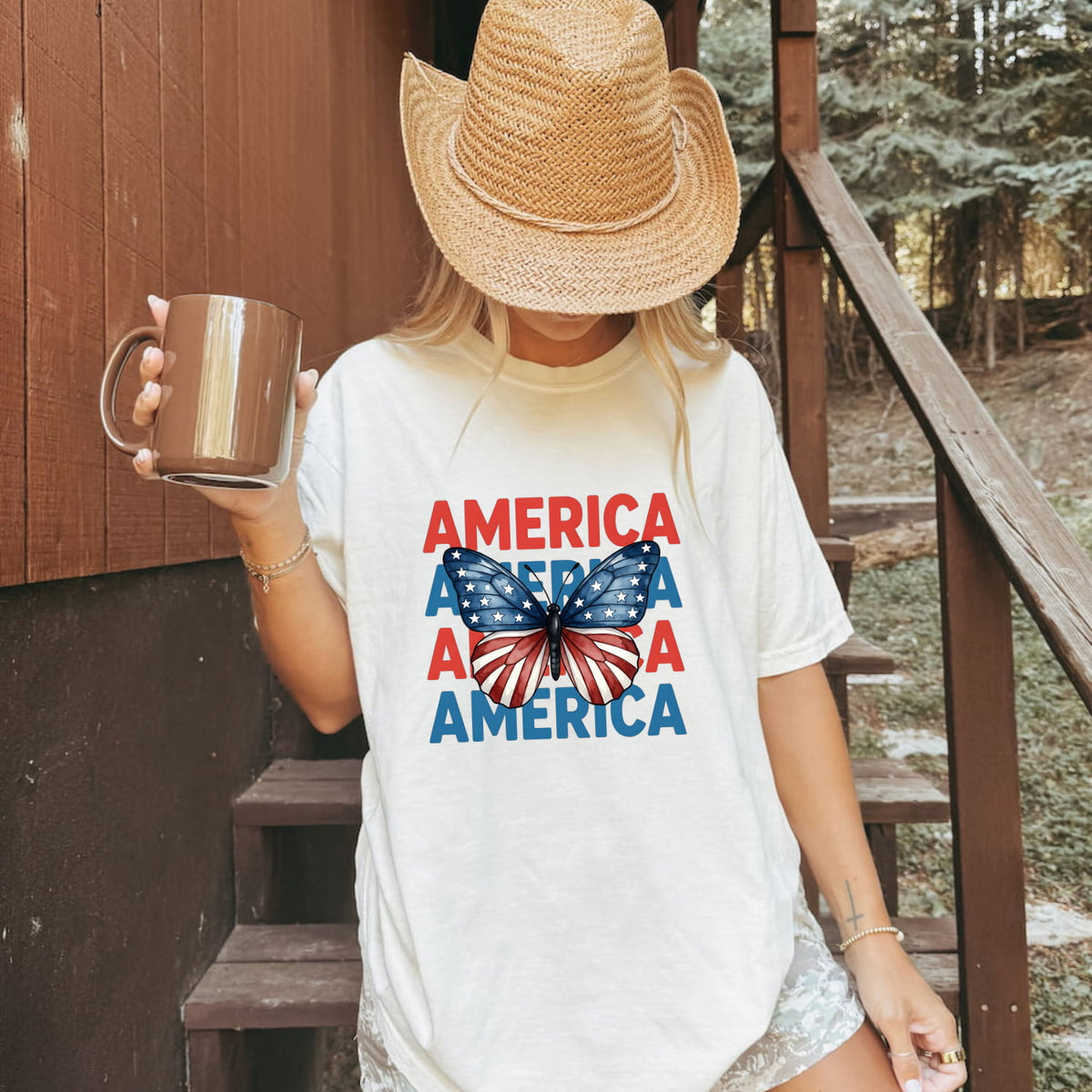 Patriotic Butterfly America Comfort Colors T-Shirt