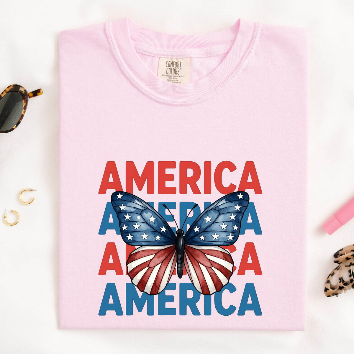Patriotic Butterfly America Comfort Colors T-Shirt