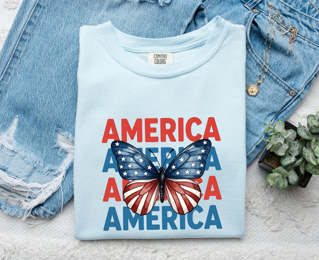 Patriotic Butterfly America Comfort Colors T-Shirt