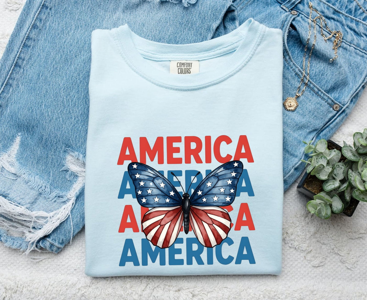 Patriotic Butterfly America Comfort Colors T-Shirt
