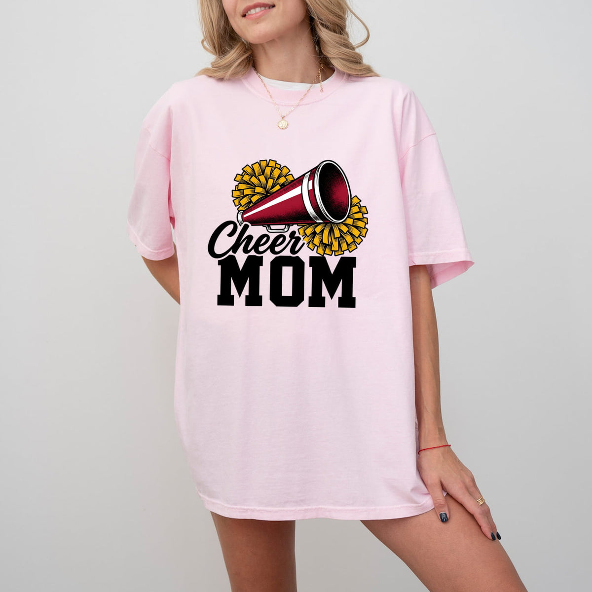 Cheer Megaphone Pom Poms Shirt | Comfort Colors Cheer MomTee | Megaphone T-Shirt Cheerleader Fan | Vintage Tshirt Cheer Graphic