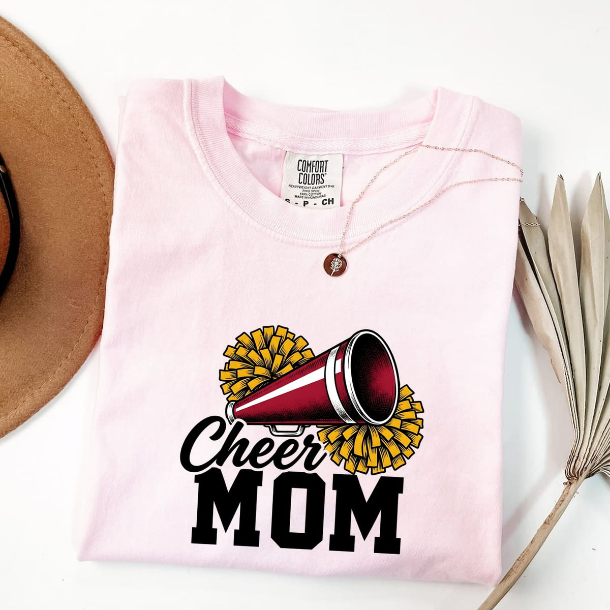 Cheer Megaphone Pom Poms Shirt | Comfort Colors Cheer MomTee | Megaphone T-Shirt Cheerleader Fan | Vintage Tshirt Cheer Graphic